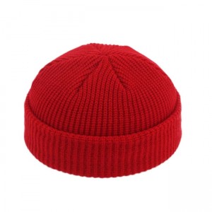 Plain Dye Knitted Beanie Custom Woven Winter Hat Blank Short cuff Mini Unisex Fisherman Beanie Hat