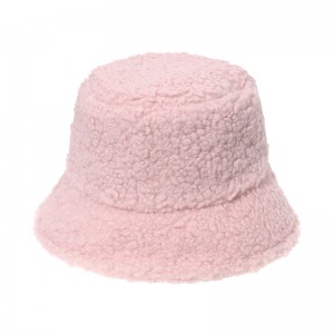 Fleece Lamb Wool Vintage Furry Pure Color Blank Wholesale Fur satin Golf Fuzzy Bucket Hat Plush