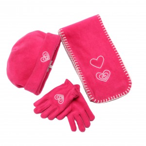 super warm cheaper embroidery logo children polar fleece scarf hat glove set