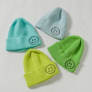 Warm knit acrylic custom private label winter beanie hat