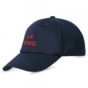 wholesale navy solid cotton twill custom embroidery baseball caps with metal buckle closure