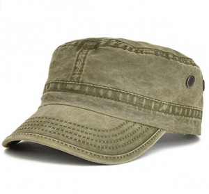 Washed Cotton Military Caps Army Caps Unique Design Flat Top Cap