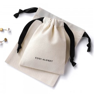 cotton canvas drawstring pouch gift jewelry packaging bags