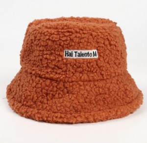 Fisherman hat women’s autumn and winter new lamb wool warm letter labeling pot hat casual wild bucket hat wholesale
