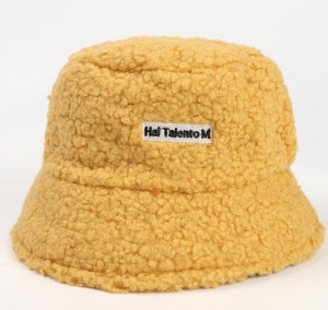 Fisherman hat women’s autumn and winter new lamb wool warm letter labeling pot hat casual wild bucket hat wholesale