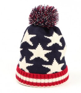 Europe and the United States autumn and winter rice word flag stars striped wool knitted hat men and women warm ball wool hat tide