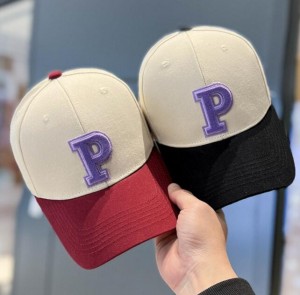 Purple P letter color matching baseball cap women’s spring all-match net red summer sunshade cap