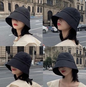 Fisherman’s hat women’s summer thin black sunscreen hat all-match bucket hat tide cover face sunshade hat