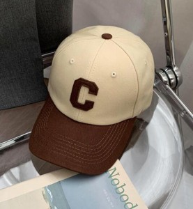 All-match stitching C letter baseball cap women’s face small hard top cap men