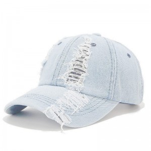 Vintage Fashion Denim Blue Custom Logo Hats Blank Outdoor Sports Men Golf Dad Baseball Cap Hats