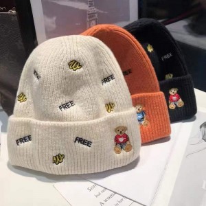 Winter knitted hats with embroidery logo