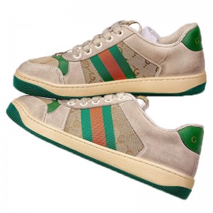 GG Screener Distressed ‘GG Canvas’ Retro Shoes For Ladies
