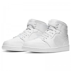 Jordan 1 Mid Triple White Basketball Shoes Best Quality