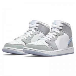 Jordan 1 Mid ‘Wolf Grey Aluminum’ Teenager Basketball Shoes