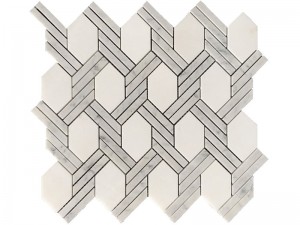 Bianco Carrara Basketweave Twist Shape White Mosaic Backsplash Kitchen