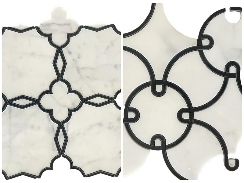 Sort og hvid marmormosaikflise til indvendig backsplash-væg