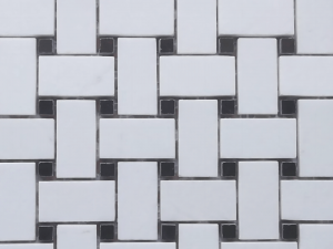 کاشی موزاییکی دیوار و کف سبد بافته مرمر سیاه و سفید تاسوس