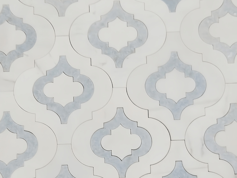 Mėlynojo akmens mozaikos plytelių arabeskinis žibinto marmurinis vandens žirnėlių mozaikos tiekimas