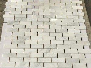 Carrara White Marble ma Metal Mosaic Backsplash Subway Tile