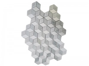 Dekorativ Carrara Thassos Cube marmormosaikplatta för vägg/golv