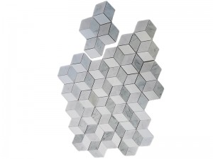 Lomaý Carrara Ak mermer daş mozaika 3d kub pol plitalary