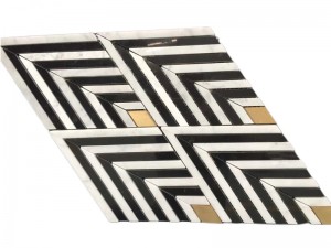 China Chevron Stone Marble Mosaic Tile With Gold Supplier