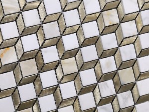 Proveedor de azulejos de piedra de pared 3D con protector contra salpicaduras de piedra natural y metal de China