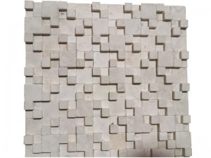 Մեծածախ Չինաստան 3d Marble Tile Beige Stone անհավասար մոզաիկա Backsplash