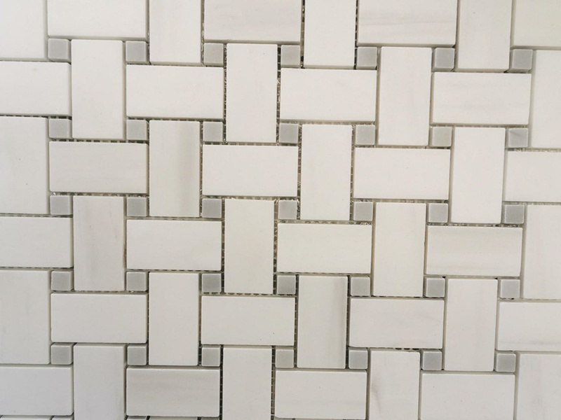 Classic Stone Mosaic Pattern Basketweave Design Marble Flooring Tile (4)