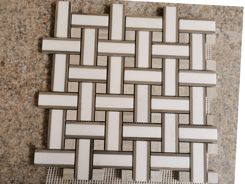 LAETUS Basketweave Marmor Mosaic Tile Wall Panel et Backsplash (1)