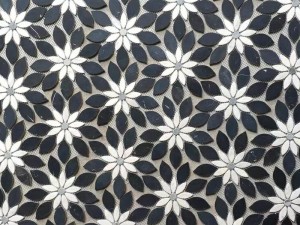 Daisy Waterjet Marble mustavalkoinen mosaiikkilaatta seinälattialle (2)