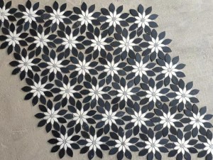 Factory Direct Supply Black And White Daisy Flower Marble Mosaic Tile