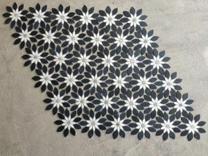 Priame dodávky z továrne Čiernobiele mramorové mozaikové dlaždice Daisy Flower