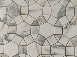 මුළුතැන්ගෙය සඳහා සැරසිලි Calacatta Pallas Waterjet Marble Mosaic ටයිල්ස්