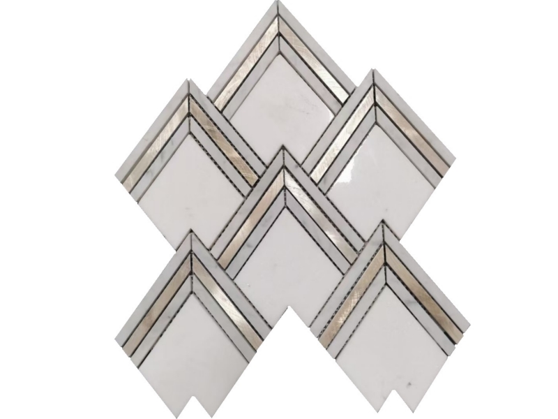 Dekorativ Chevron Stone Golden Arrow Marble Mosaic Tile Company (1)