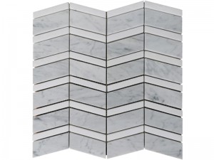 Fa'atau Tile mosaic Grey White Carrara Maamora Chevron Mosaic teuteu