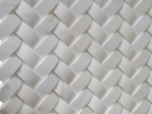 Decorative Stone Cladding Tile Herringbone Cambered 3d Marble Mosaic