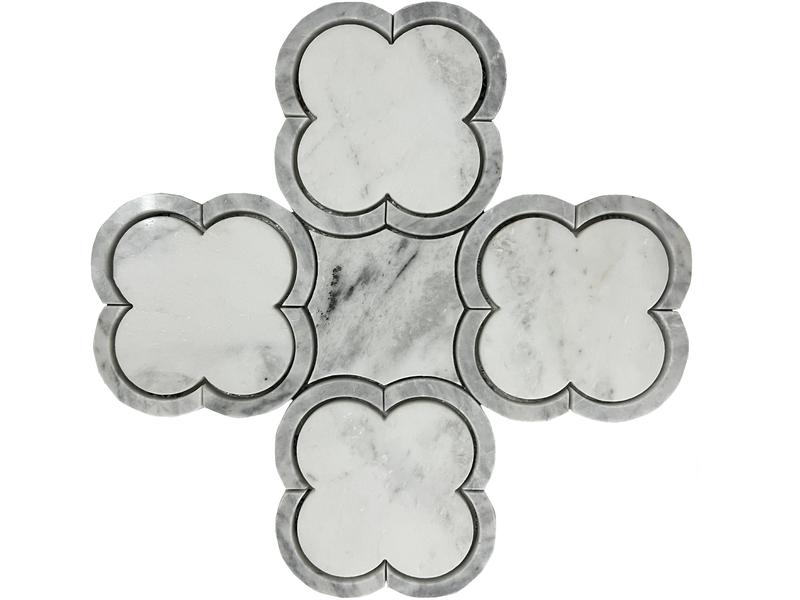 Okrasne ploščice iz kamnitih rož Carrara Waterjet marmorni mozaik