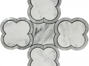 Mosaïque de marbre de jet d'eau de Carrare de tuile de fleur de pierre décorative