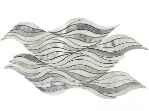 Dekoratív csempe természetes kő mozaik hullámos vízsugaras Backsplash (1)
