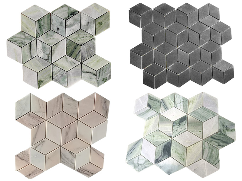 စက်ရုံမှ တိုက်ရိုက်ပေးဝေသော လက်ကား သဘာဝ စကျင်ကျောက်ပြား Mosaic 3d Cube ကြွေပြား