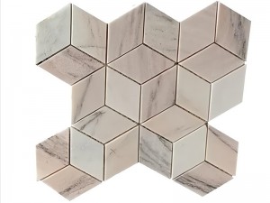 Novos produtos quente parede baño cociña Backsplash Waterjet Stone 3D mármore mosaico azulexos de mármore