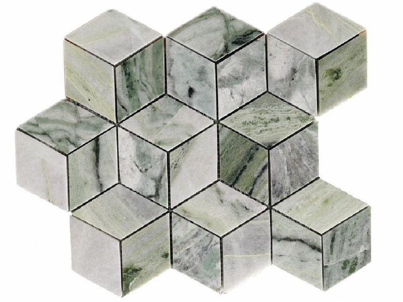 Rūpnīcas tiešās piegādes dabiskā marmora mozaīkas 3D kuba flīzes