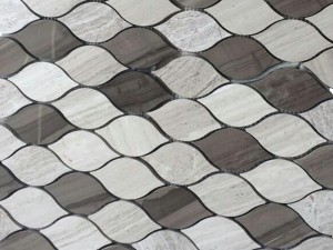 Ffatri Price Leaf Stone Mosaig Tsieina Wooden Marble Waterjet Teils