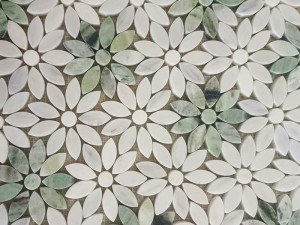 Zelené a bílé mozaikové dlaždice Waterjet Sunflower Marble Supply