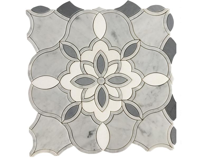 Gray Marble Mosaic Tile Arabesque Mosaic Backsplash Wall Tile