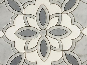 අළු කිරිගරුඬ මොසෙයික් ටයිල් Arabesque Mosaic Backsplash Wall Tile