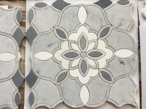 Grey Marble Mosaic Pobzeb Arabesque Mosaic Backsplash phab ntsa pobzeb (4)