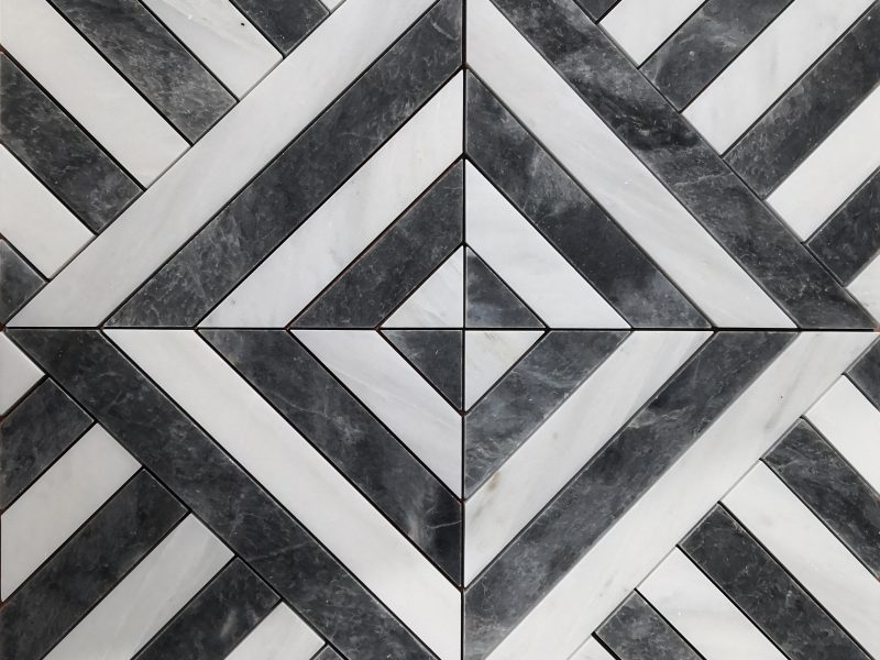 Sivo-bijeli dijamantni mramorni mozaik za ukrašavanje zidova i podova mozaikom