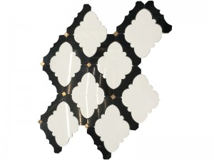 Mozaik od prirodnog crno-bijelog mramora od ručne izrade od mesinga